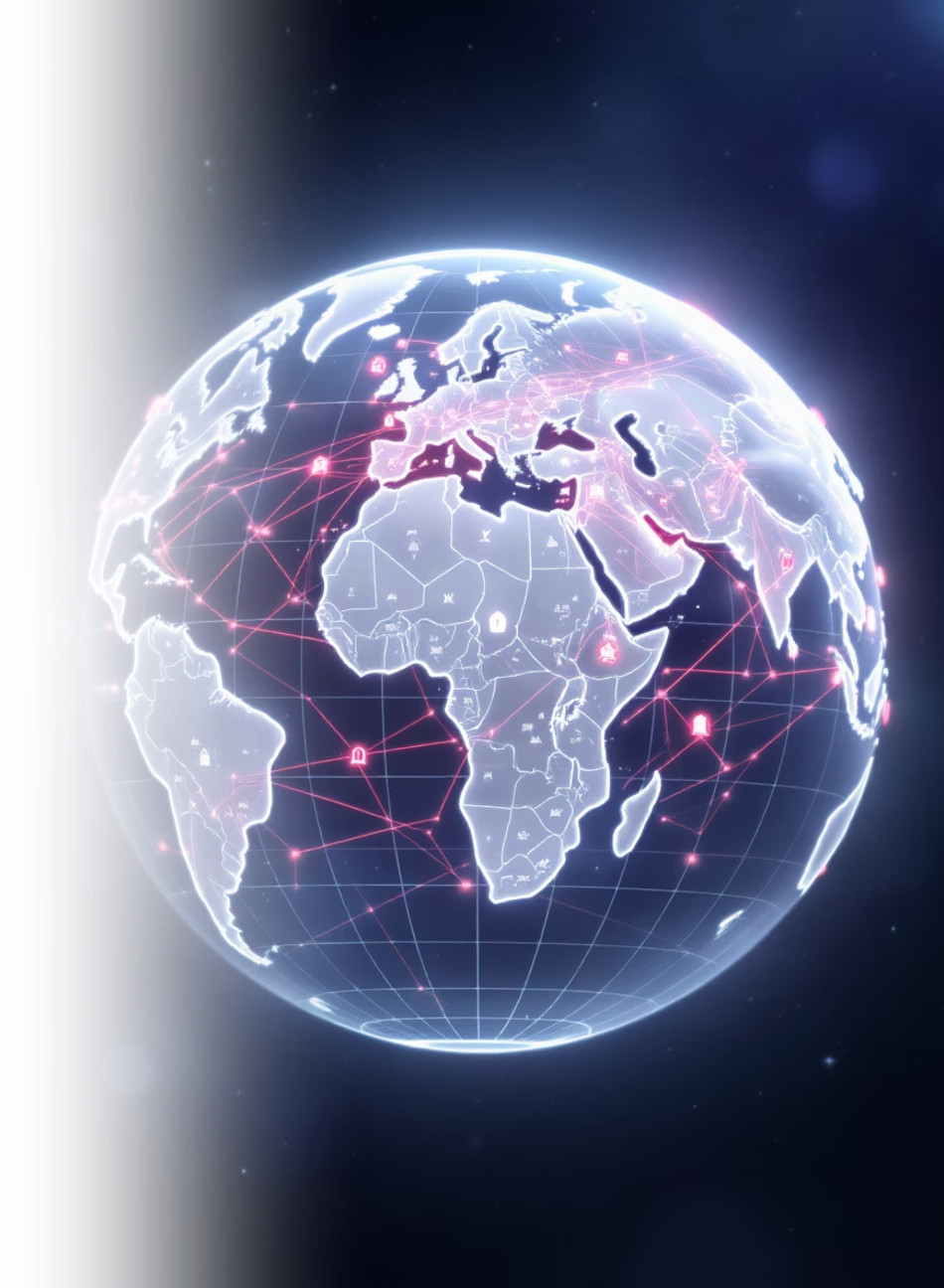 Digital globe showing a global network for borderless crypto philanthropy